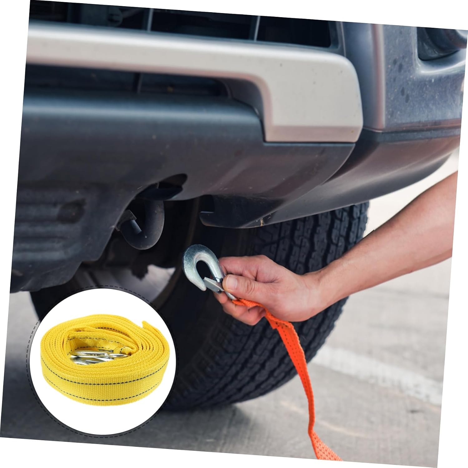 1pc Car Trailer Rope Nylon Winch Rope Sturdy Towing Strap Fluorescent Forged Hooks Car Accessories