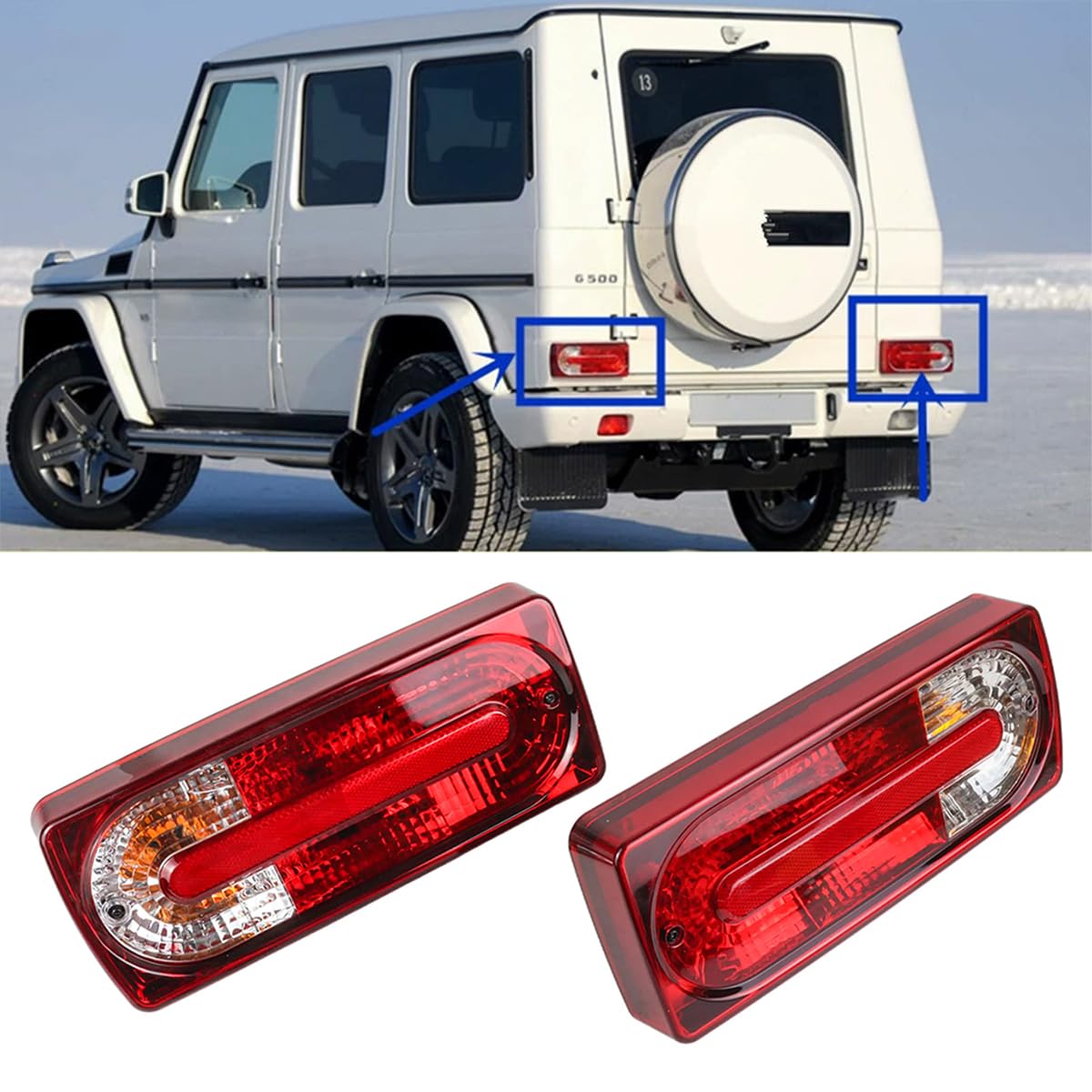 MUNIK Rear Tail Light L Kit Suitable for Mercedes-Benz G-Class (W463) 2003-2018 G350, G500, G55 AMG, G550, G63 AMG Replacement # 4638201964,4638202064