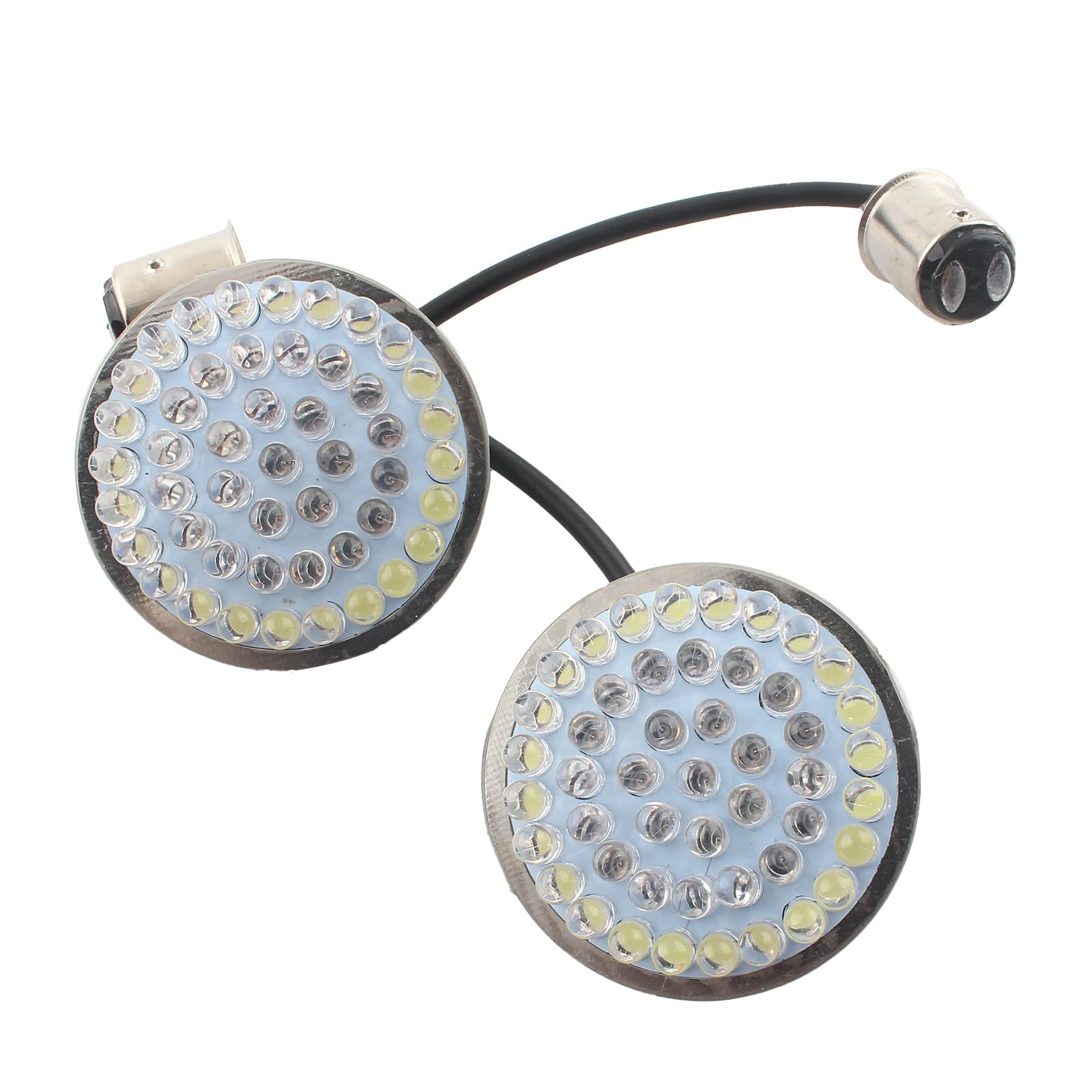 2 Zoll LED-Blinker 1157 Bullet, bernsteinfarbene Blinker, weiße Laufbirnen, kompatibel mit Harley Touring Dyna Softail Sportster Tri Glide