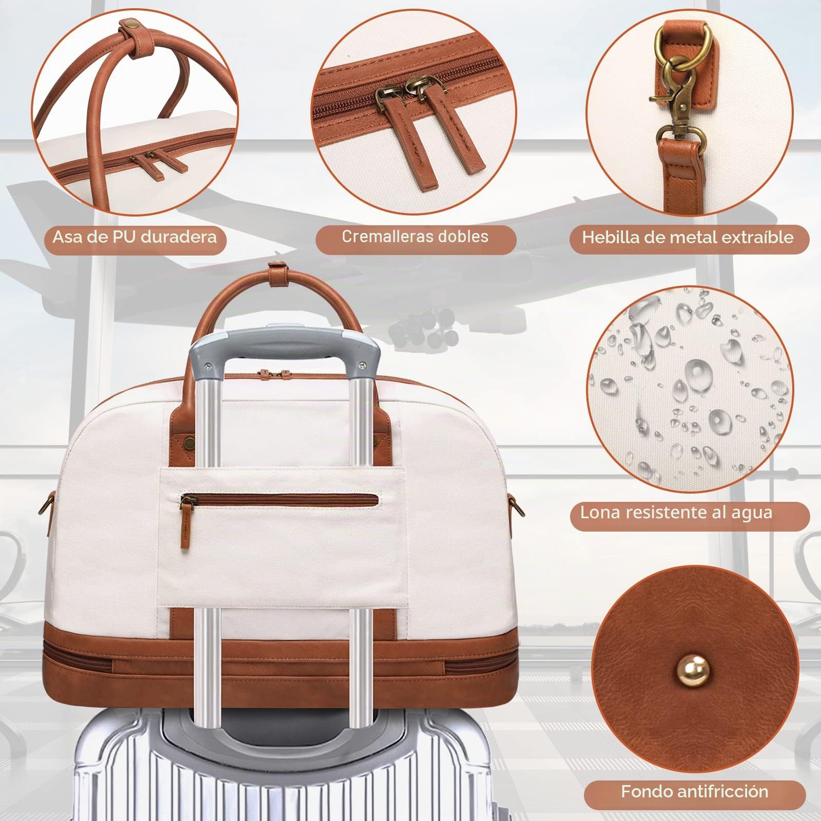 BOLOSTA Bolsa de lona de fin de semana para mujer, bolsa de viaje grande con compartimento para zapatos, perfecta para viajes, uso diario, regalo de cumpleaños