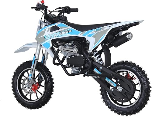 Miniatura 3 de SYX MOTO VK - Motocicleta real de 58 cc y 4 tiempos, motor de gasolina, potente bicicleta de cross (azulgris)