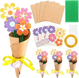 DPKOW Kit de 8 ramos de flores para hacer tú mismo, manualidades para el regalo día de la madre originales regalos para Maestra Profesora, ramos de flores de papel para el día del padre regalos