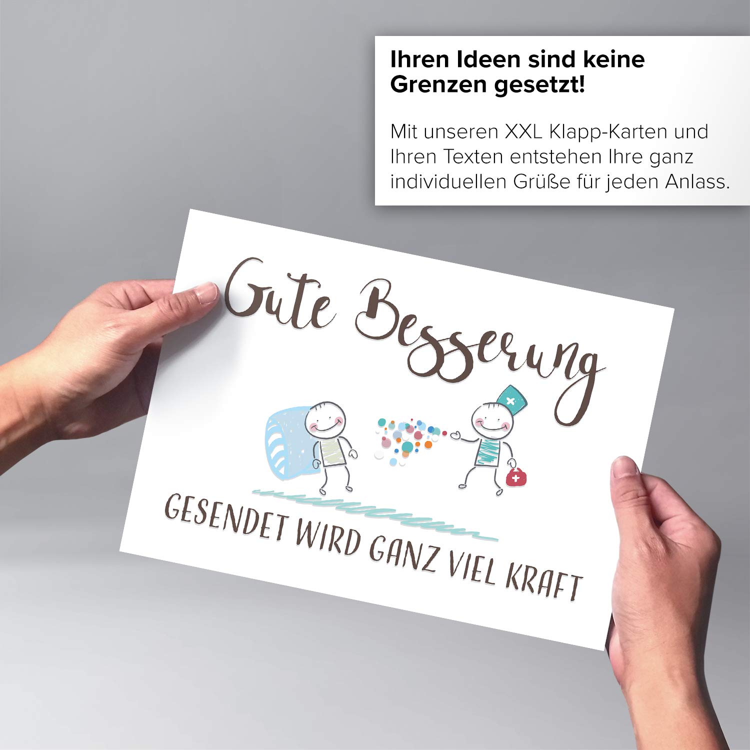 XXL Genesungskarte A4 – "Herz Aus Blumen", Mit Umschlag