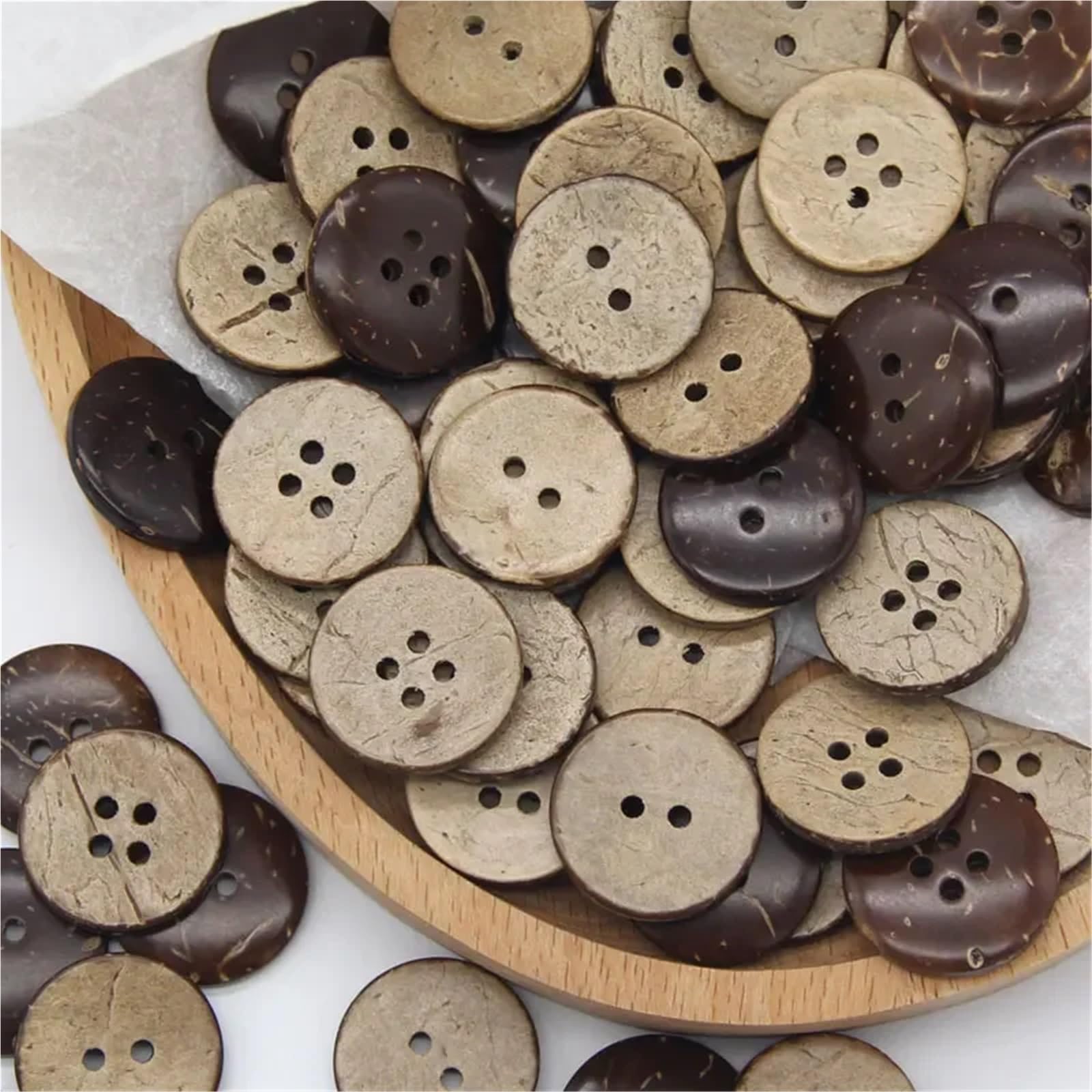 50szt. Guziki Naturalne Drewniane Kokosowe Guziki Do Szycia Do Dekoracji Ubrań Scrapbooking Drewno DIY Rzemiosło Akcesoria(2 Holes (Waxing)30mm 50pcs)