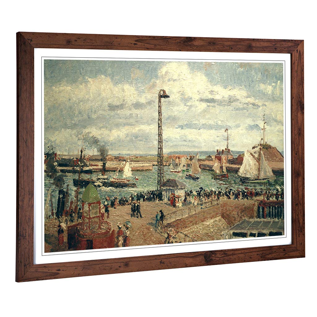 Big Box Art Framed Print of Camille Pissaro The Pilots Jetty Design | Wall Art Picture | Home Decor for Kitchen, Living Room, Bedroom, Hallway, Walnut, A2 / 24.5x18 Inch / 62x45cm