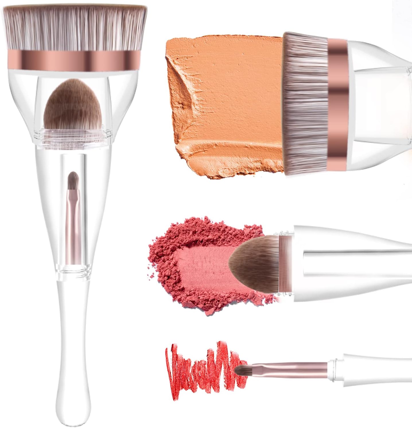 Makeup Brushes, Daubigny Perfect 3IN1 Makeup Brush for Face Blush Liquid Powder Foundation Brush for Blending Liquid, Cream or Flawless Powder Cosmetics with Great Gift Case