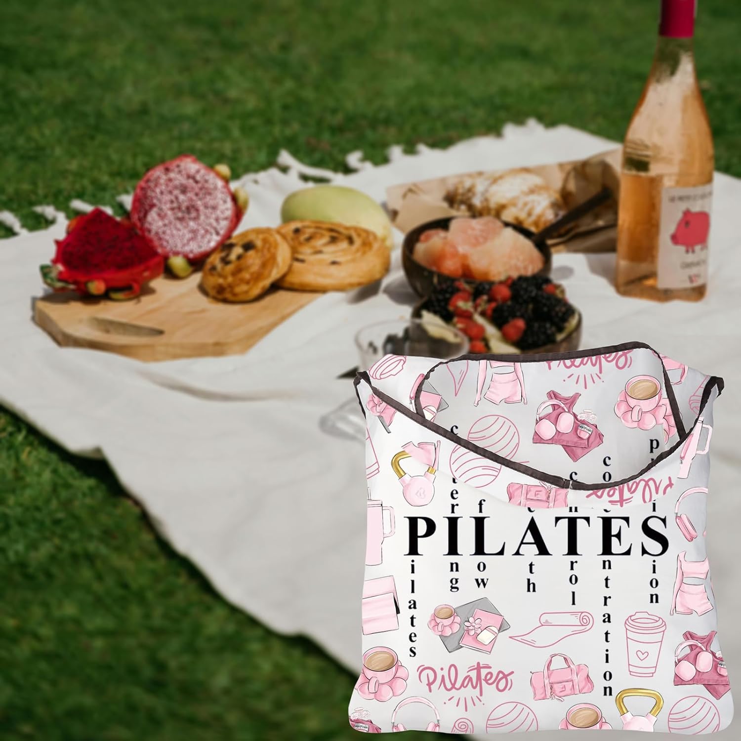 CMNIM Pilates Tote Bag Pilates Gifts for Women Yoga Lover Gift Pilates Instructor Gifts Funny Pilates Reusable Grocery Bag - Image 3