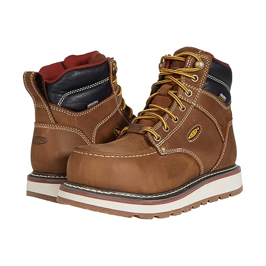 KEEN Utility Women's Cincinnati 6" Composite Toe Waterproof Wedge Work Boot, Belgian/Sandshell, 8 Wide US