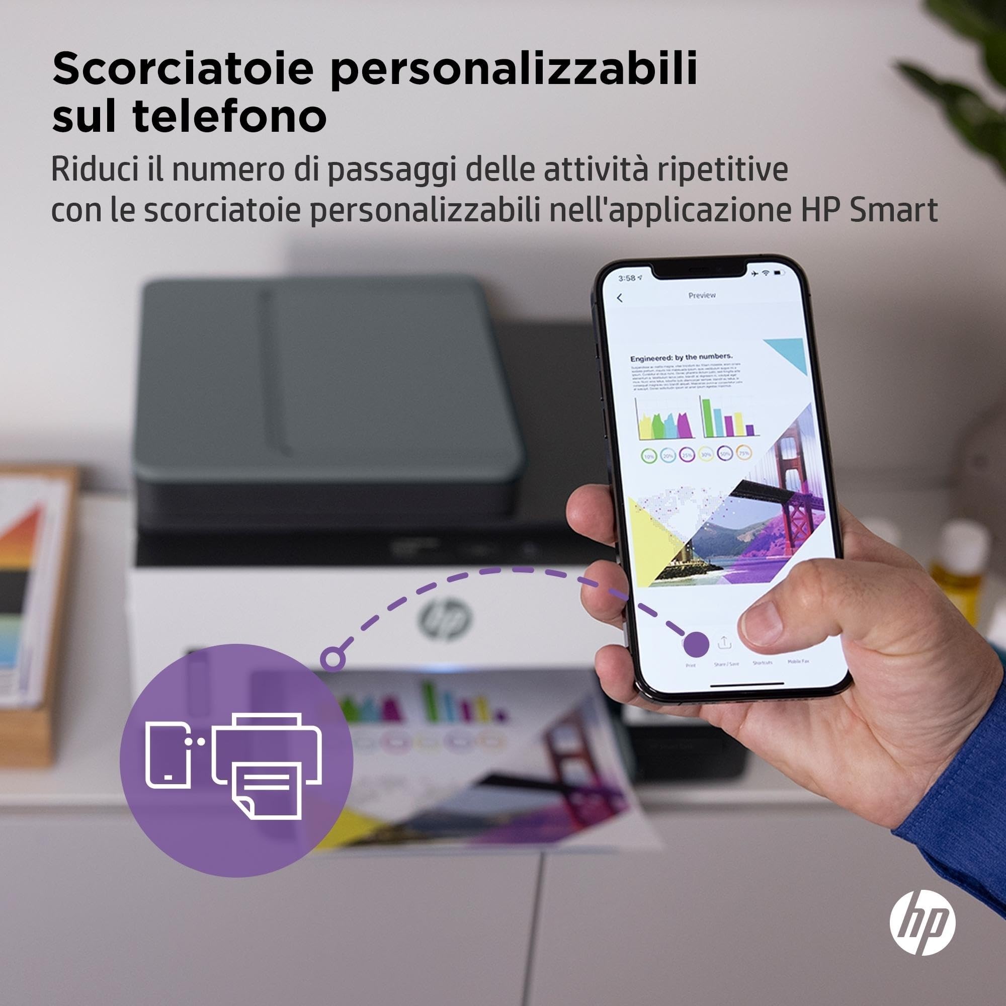 HP Smart Tank 7605 Stampante Multifunzione a Colori, Serbatoio d'Inchiostro, Fino a 12000 Pagine Nero, 8000 Pagine Colore, F/R Automatica, Wi-Fi, Grigia