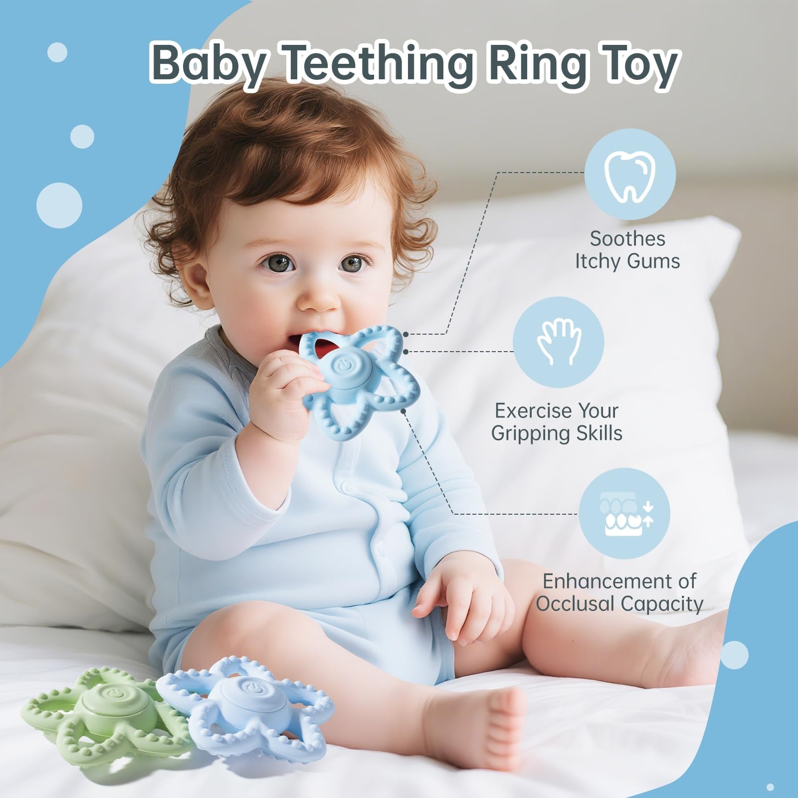 Vibrating Sensory Chew Toy, Dual Effect: Teether Teething Toys for Babies 0-6 6-12 Months - Image 2