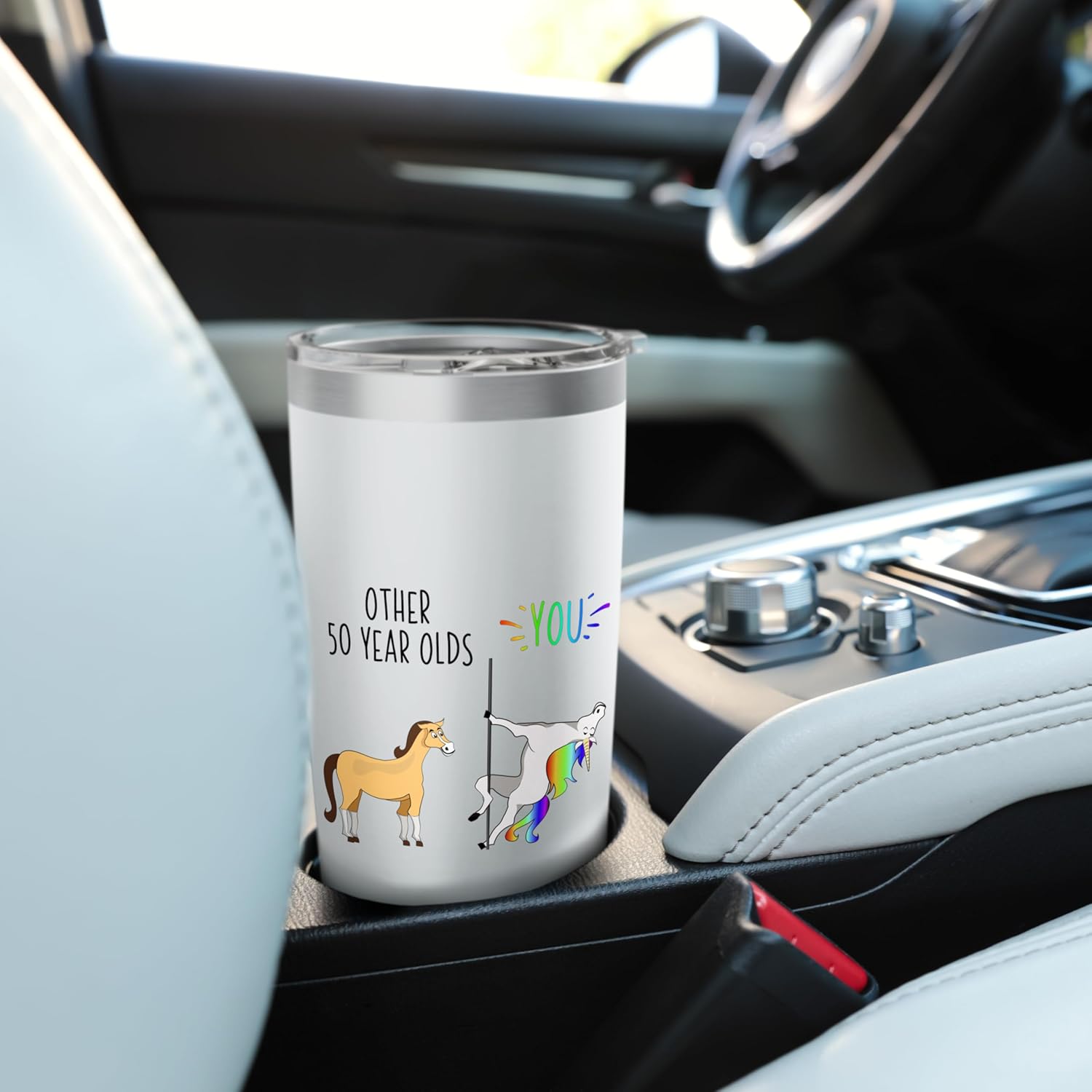 Other 50 Year Olds You Unicorn vs Horse Stainless Steel Insulated Tumbler - Image 6