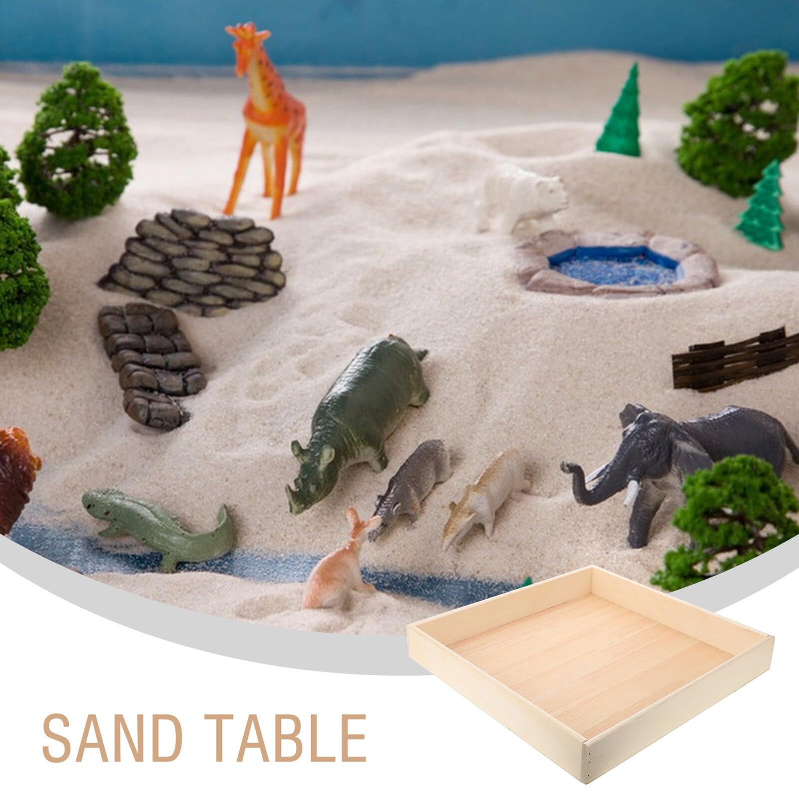 Bandeja de Arena Pequeña de Madera para Niños, Uso Interior, Diseño Seguro y Atractivo, Adecuado como Juguete para Áreas de Juego