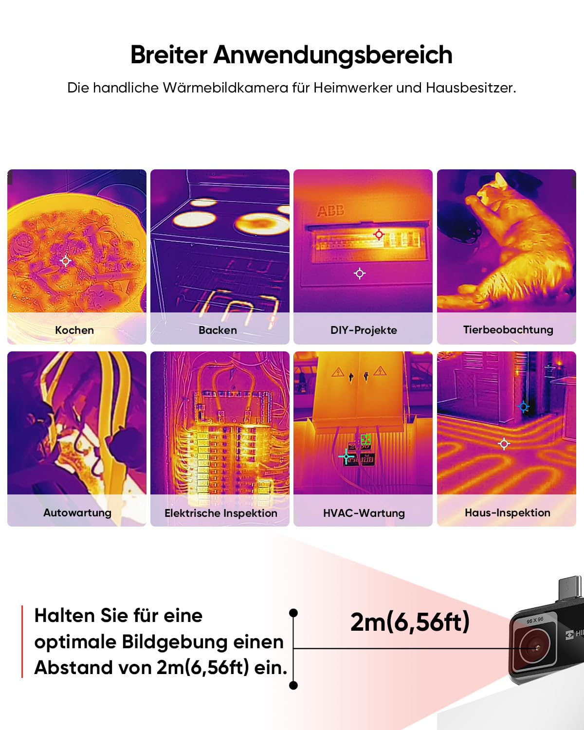 HIKMICRO Minie Wärmebildkamera - iOS/Android, 192×192 SuperIR Bildverbesserung, 25Hz, für Smartphone/Tablet, USB-C/Lightning(unterstützt iPhone 15/16/17) (Mini-E(Kein Zubehör))