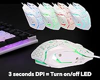 Vista 4 de CHONCHOW Combo de teclado y mouse para juegos, arco iris, retroiluminado, luz ambiental, caracteres iluminados, USB con cable, ratones, compatible