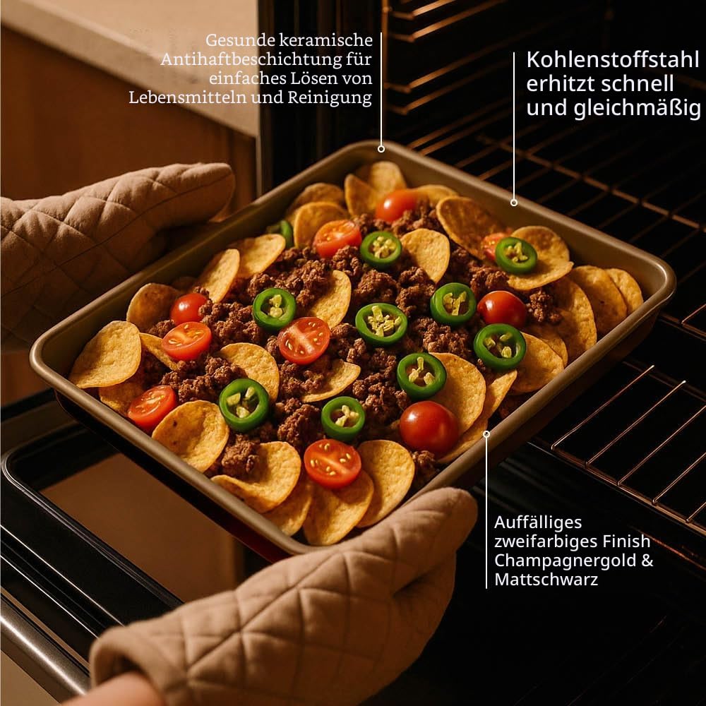 Stanley Rogers Ceramabake Gesunde Antihaft-Keramik-Backform, Ofenblech, Backen ohne PFAS, PTFE, PFOS, PFOA, Cadmium und Blei, optimal für geröstetes Gemüse, Nachos und tägliches Kochen, 32 x 23 x 3 cm