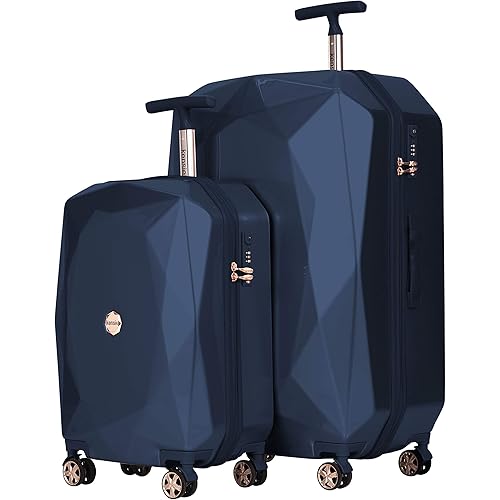 kensie Women's Gemstone Luggage, Midnight Blue, 2 Piece Set (28"/20")