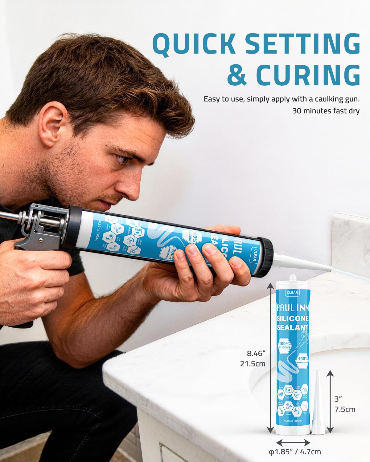 PAULINN Silicone Caulk - Waterproof Sealant (4 Packs) -4