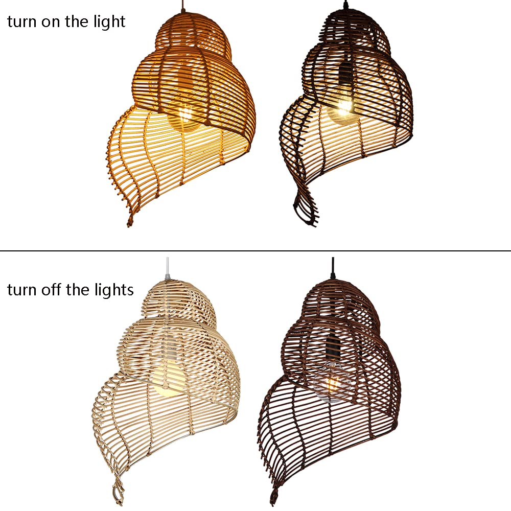 Pantalla de lámpara con Forma de Nido de pájaro, de Mimbre Beige, diseño Creativo Hueco, Hecha a Mano, lámpara Colgante de Cesta de ratán Tejida a Mano para Cocina, Pasillo, Sala de Estar y dormi