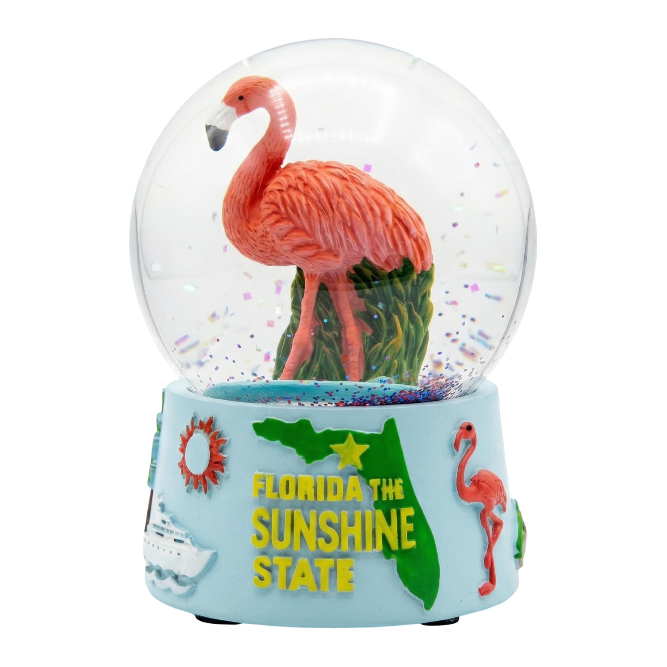 City-Souvenirs Multicolor Florida Flamingo Snow Globe 3.5 Inches