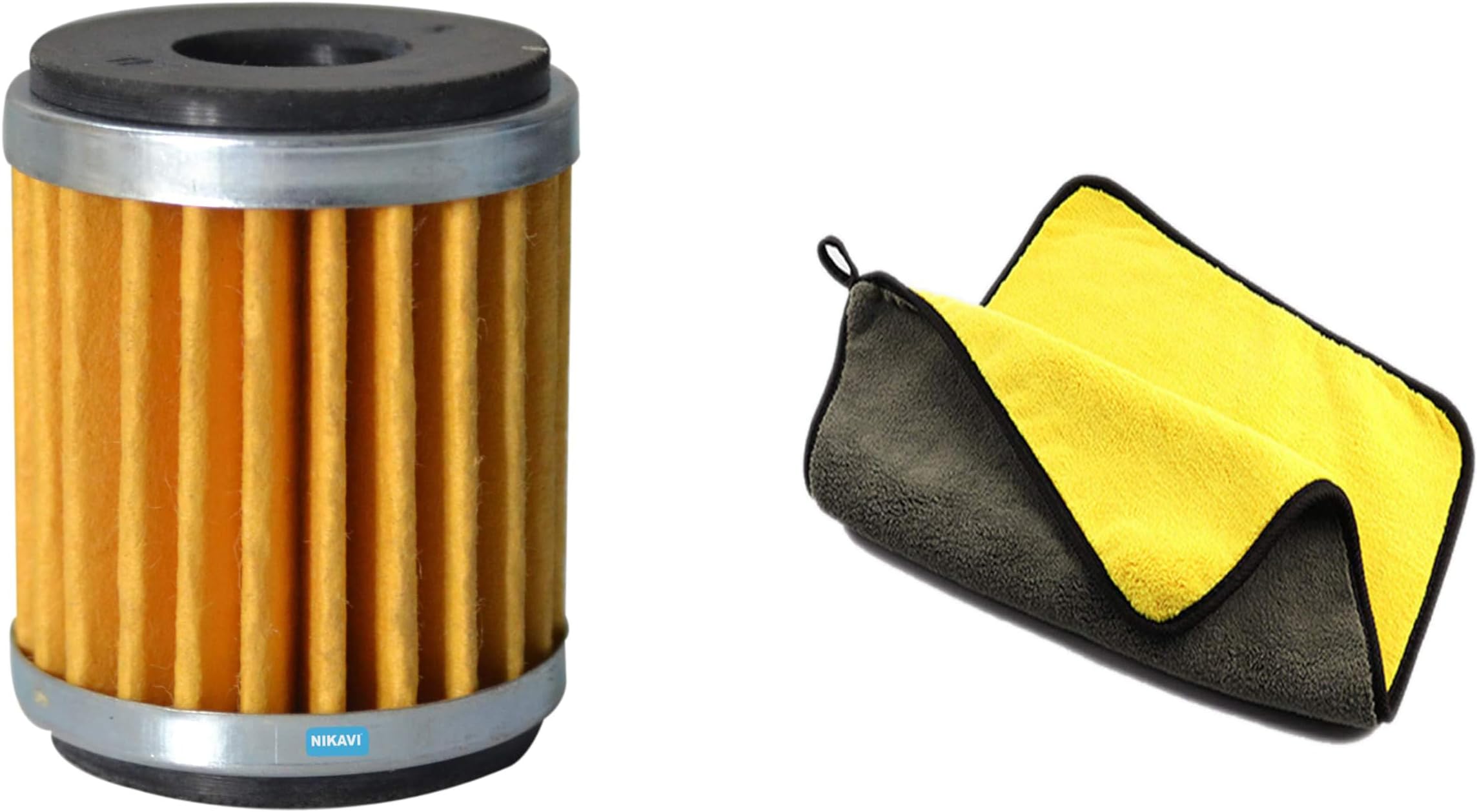 NOFF005 Oil Filter for Yamahaa R15 | High-Performance Motorcycle Engine Oil Filter + Thick & Soft Microfiber Cleaning Cloths (Yellow & Gray, 30ร30 cm)|Absorbent Bike Wash Towels for Auto Care