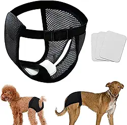 Ciclo de Cio para Cadelas com 3 Fraldas de Reposição, Calças para Cães No Calor, Fraldas Reutilizáveis, Calças Protetoras Ajustáveis para Cães, Preto M