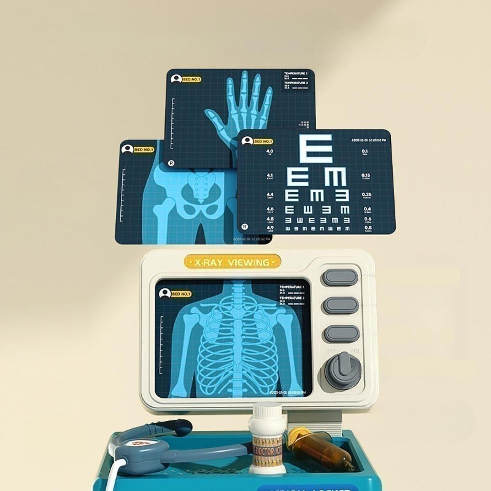 Kit da Dottore per Bambini con Carrello per Giochi di Ruolo E Apprendimento, Blu