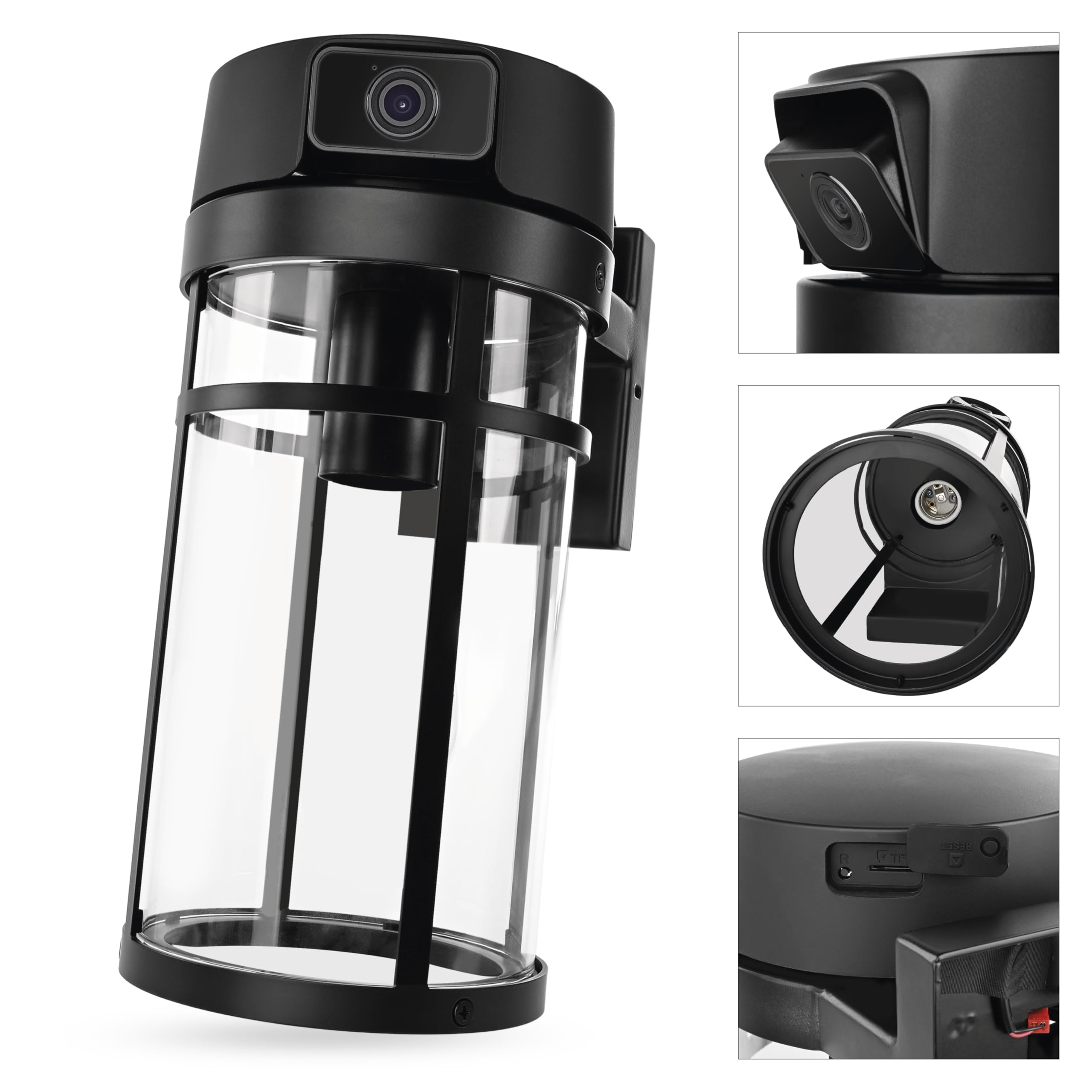EMOS GoSmart - Smarte Außenkamera mit WLAN & Licht, 4MP 2,5K Überwachungskamera - drehbar mit Bewegungserkennung, Nachtsicht bis 10 m, 2-Wege-Audio - für E27-Lampe - IP44 - Tuya/GoSmart App - schwarz