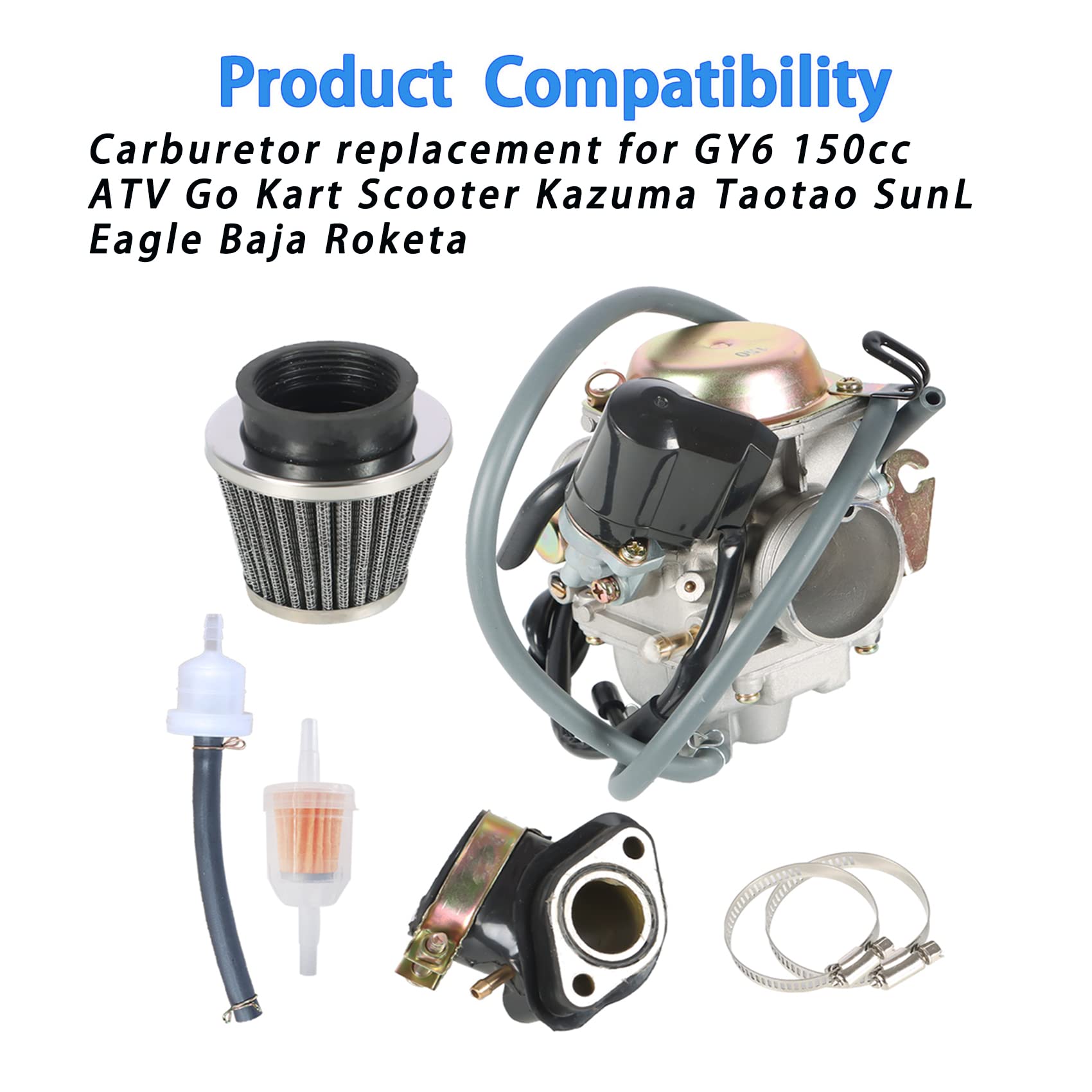 GY6 150CC SCOOTER Moped Carburetor CARB ATV Gokart Roketa Taotao Chinese Sunl US - Foto 11