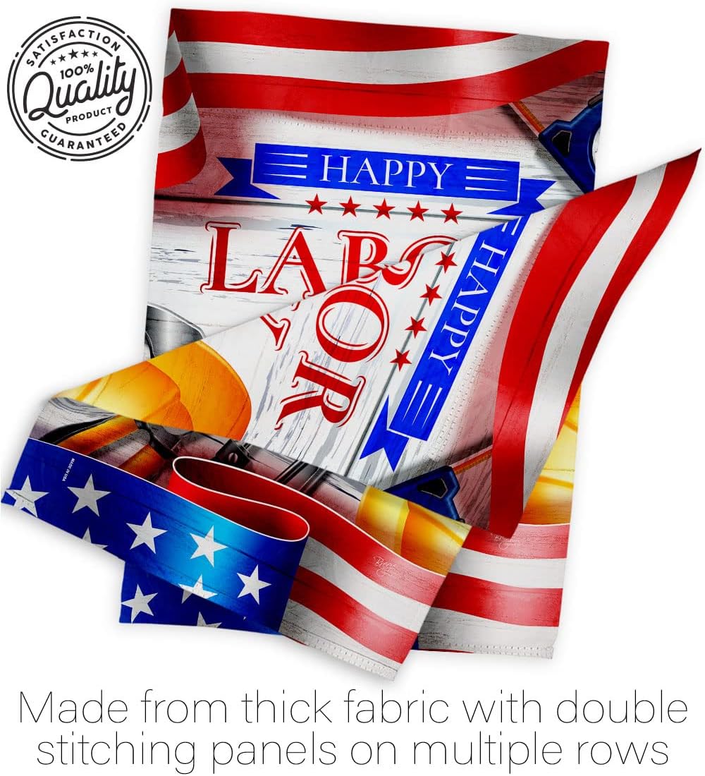 Breeze Decor Happy Labor Day Garden Flag Star and Stripes Patriotism Independence Memorial United State American House Decoration Banner Small Yard Gift Double-Sided, Made in USA
