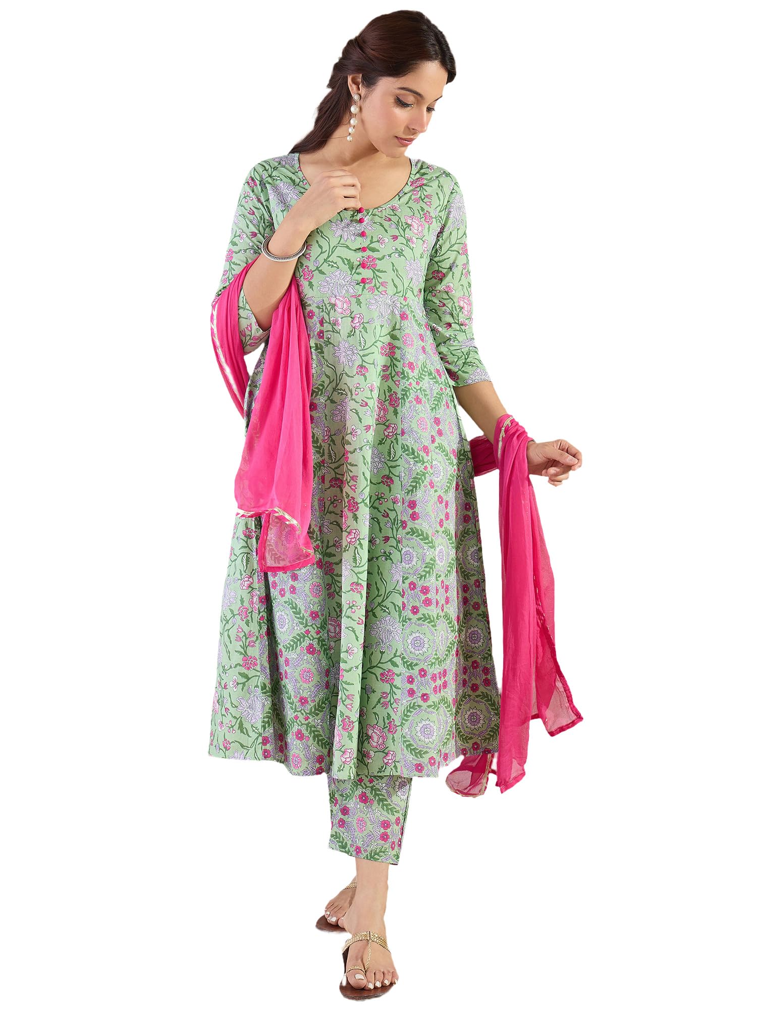 indo era Women Pure Cotton Kurta Set with Dupatta | Festive Suit Set, 10472-picture-55