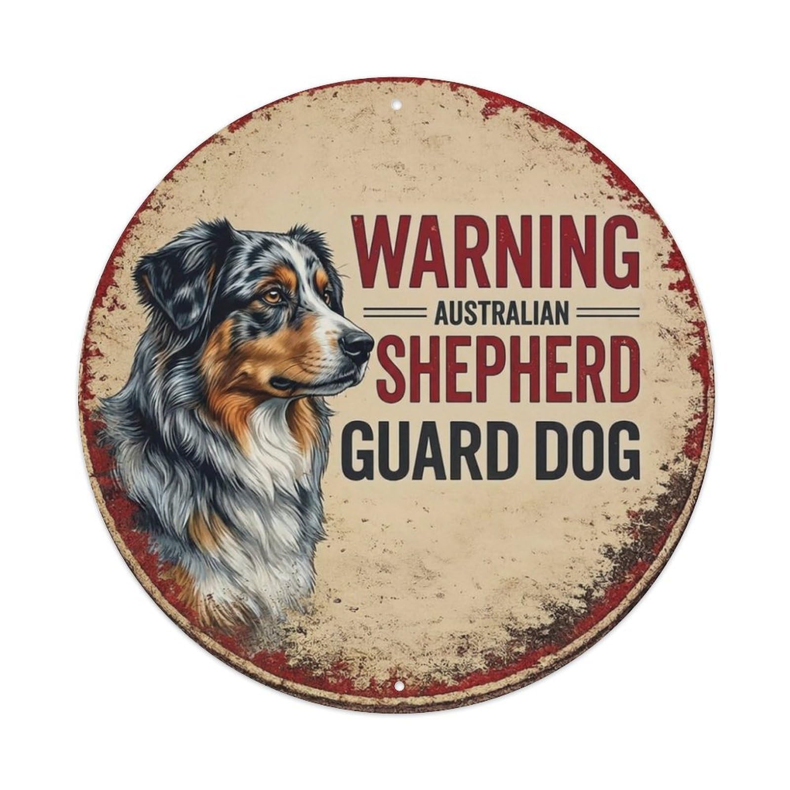 Tgrcjimh Style Metal Tin Sign Vintage Warning Australian Shepherd