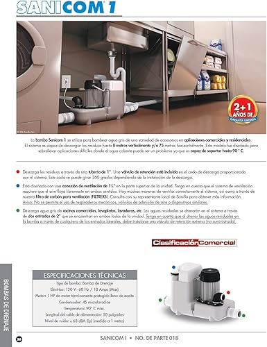 Miniatura 4 de SANIFLO Sanicom 1 Bomba de drenaje - Blanco comercial