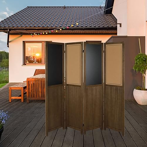 Miniatura 8 de Babion Divisor de habitación de madera con paneles de pizarra 4 paneles plegables de privacidad divisor de habitación divisor de pared de partición