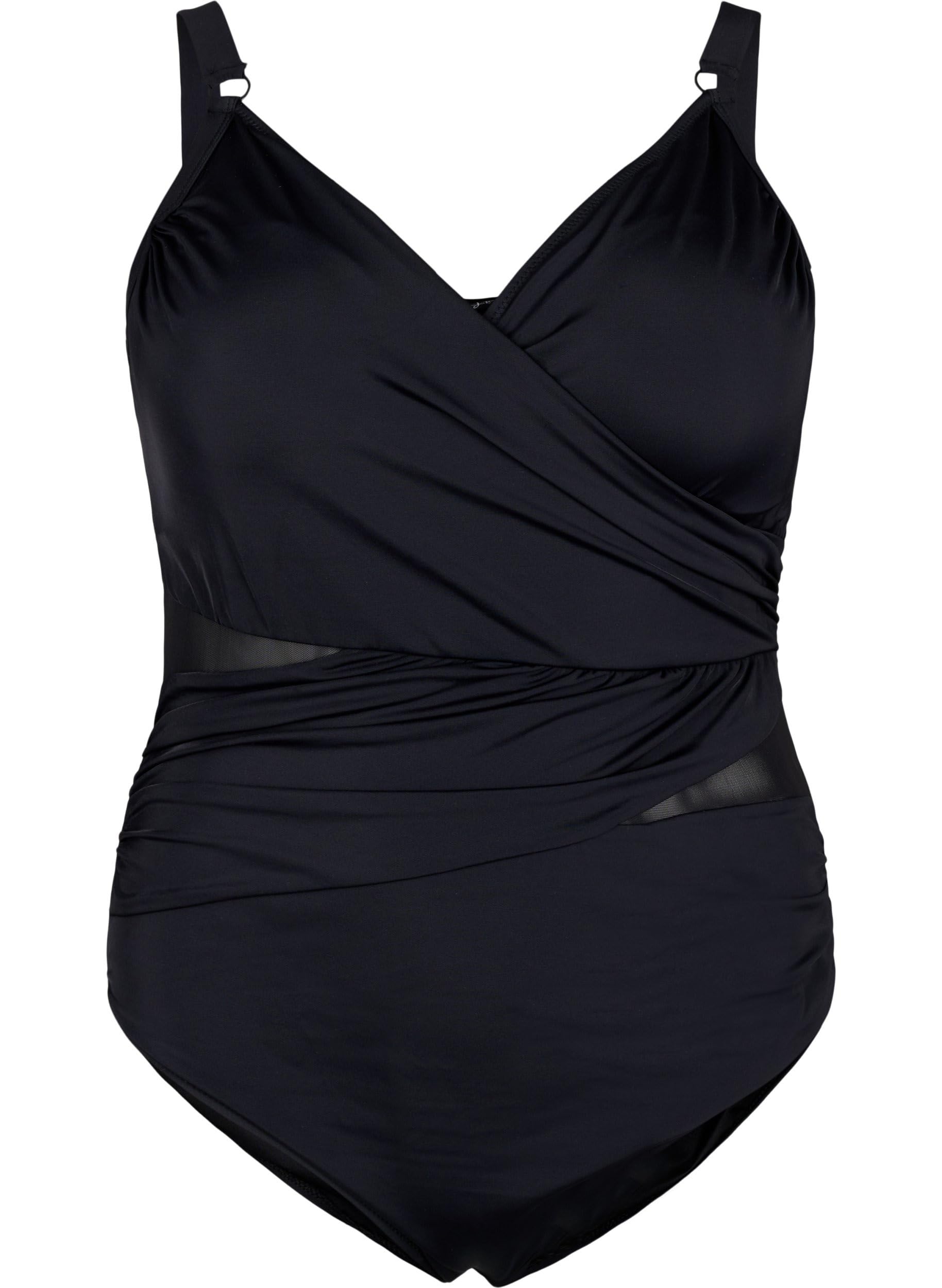 Zizzi Swim by Damen Große Größen Badeanzug mit Wickeleffekt Gr 42-56