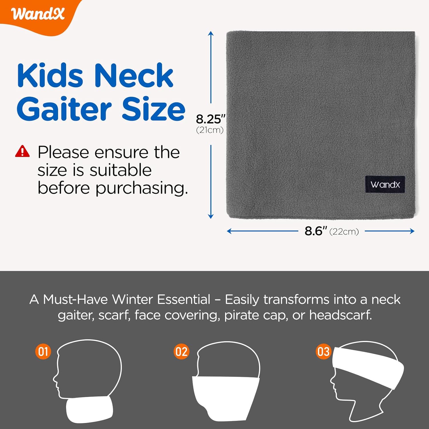 Wandx Kids Neck Warmer Gaiter Double-Layer Fleece Neck Gaiter for Boys Girls Fleece Ski Mask for Winter - Image 4