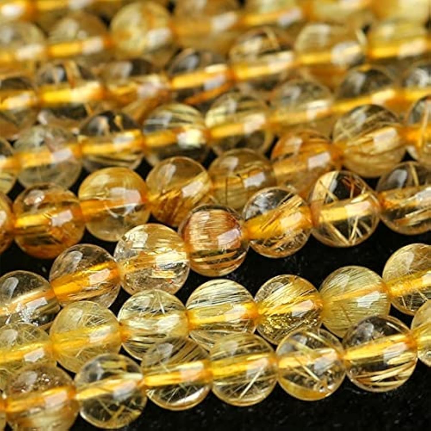 Quartz rutilé doré naturel en perles rondes de 5mm pour création haut de gamme LKBEADS