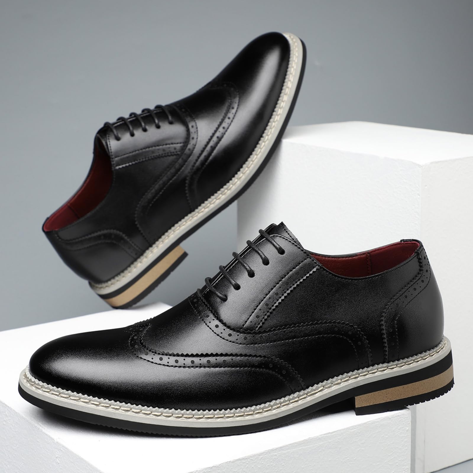 Hixingo Zapatos de Vestir Hombre Piel