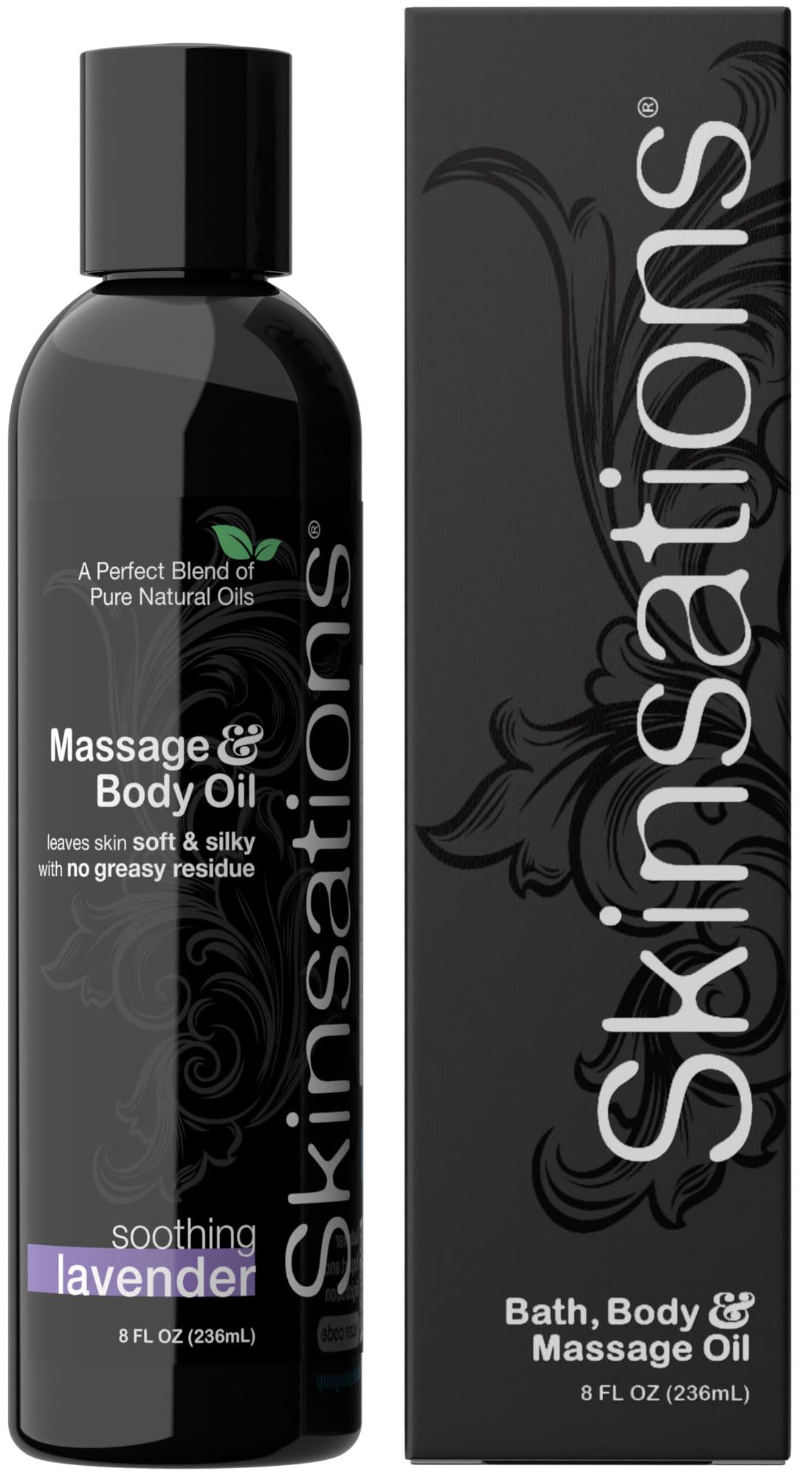 Skinsations - Lavender Massage Oil for Massage Therapy - 8oz | Body Oil for Stress Relief, Relaxation & Aromatherapy | Sweet Almond, Jojoba, Coconut & Grapeseed Oils