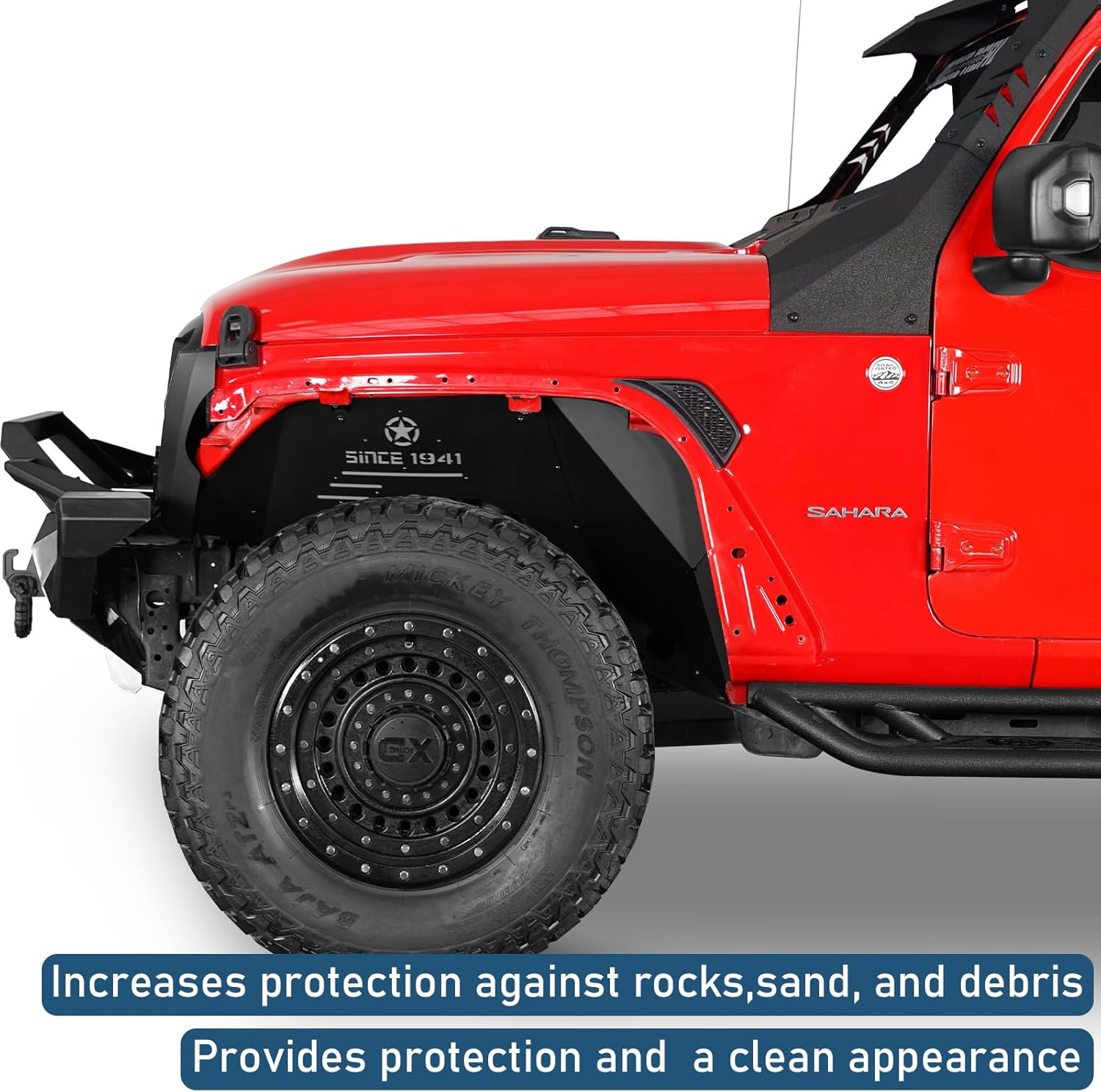 Hooke Road Aluminum Inner Fender Liners for 2018-2026 Jeep Wrangler JL 2-Door & Unlimited (Excl. Rubicon 3.6L), Lightweight Rustproof Front & Rear Wheel Well Protection, 4PCS