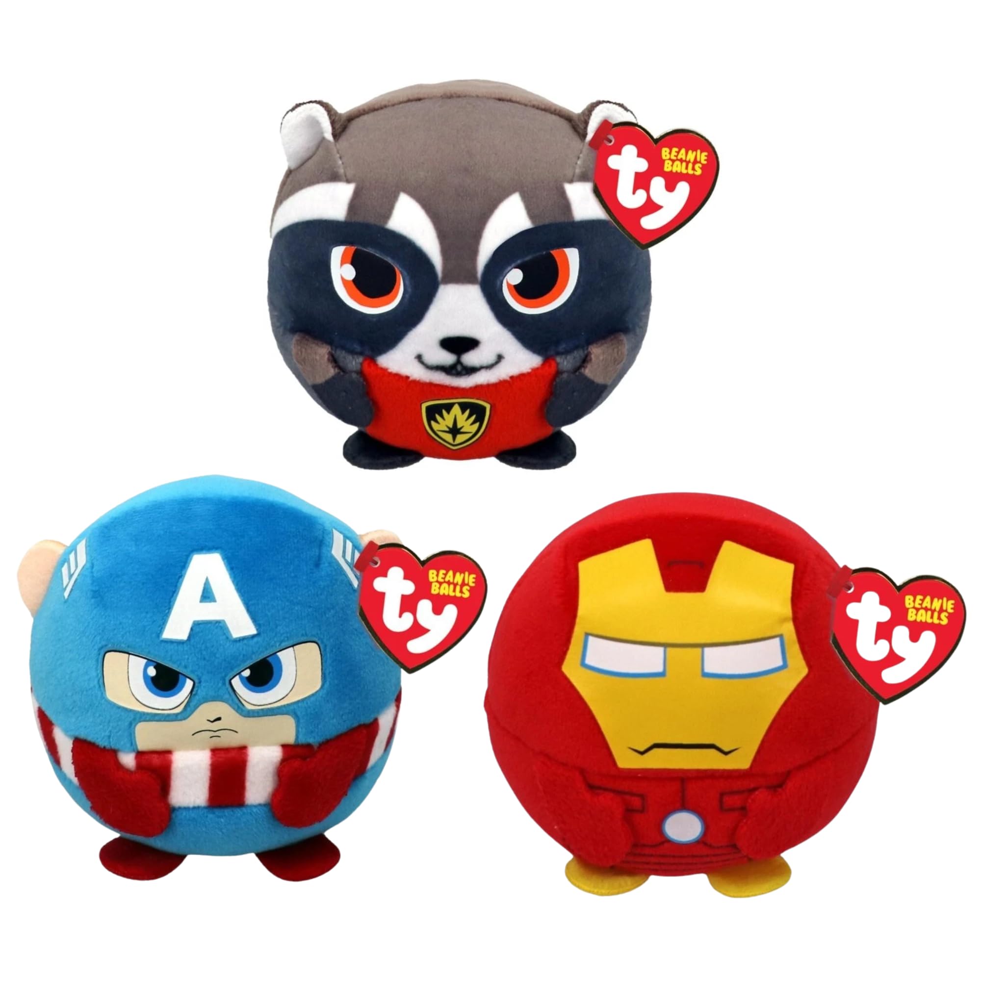 TY Marvel Super Soft Gift Quality Plush Squishy Beanies - (3" 8cm Puffies Set of All 3)