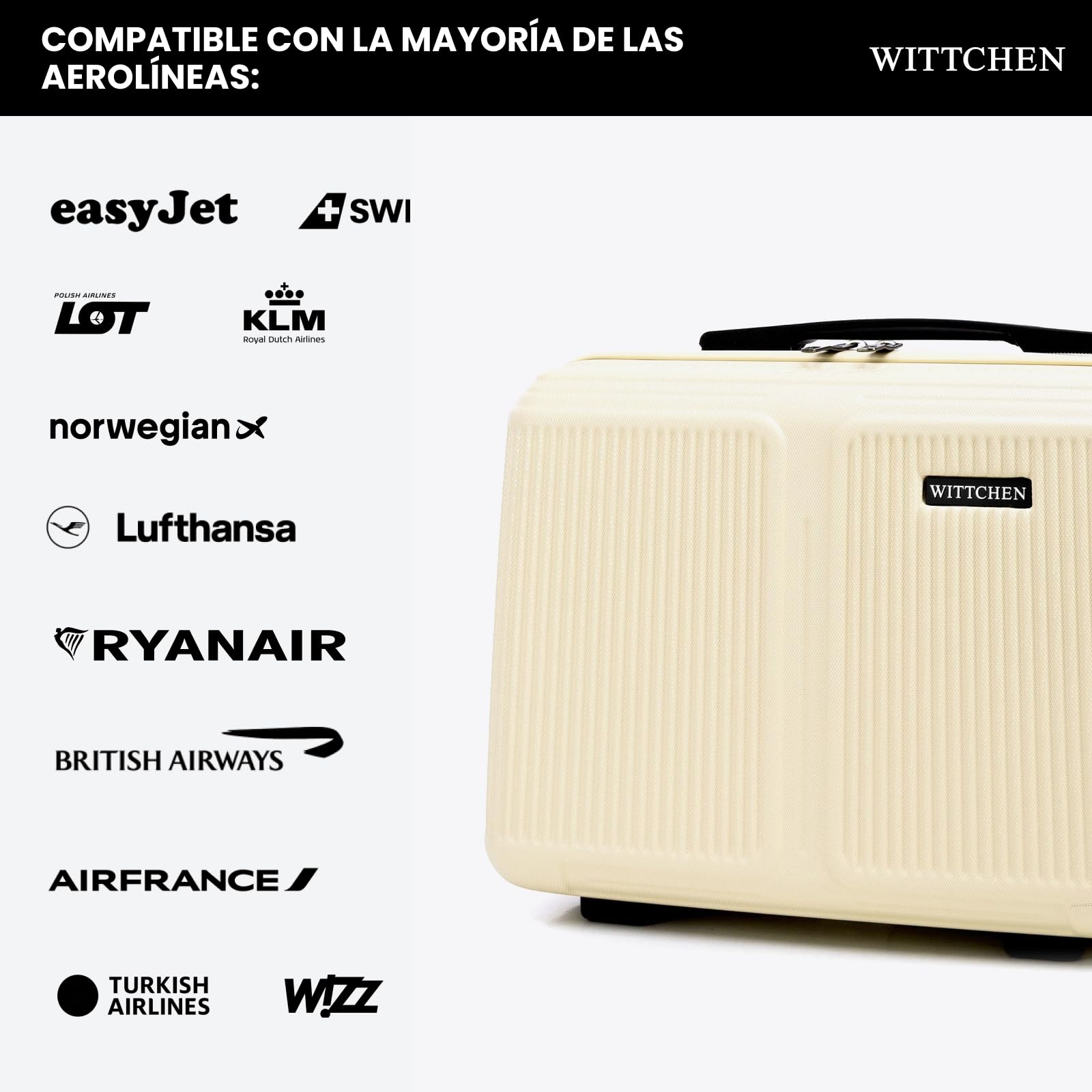 WITTCHEN Stripes Line Neceser Estuche para cosméticos Neceser de Viaje Equipaje rígido ABS Asa cómoda Correa para Hombro Crema