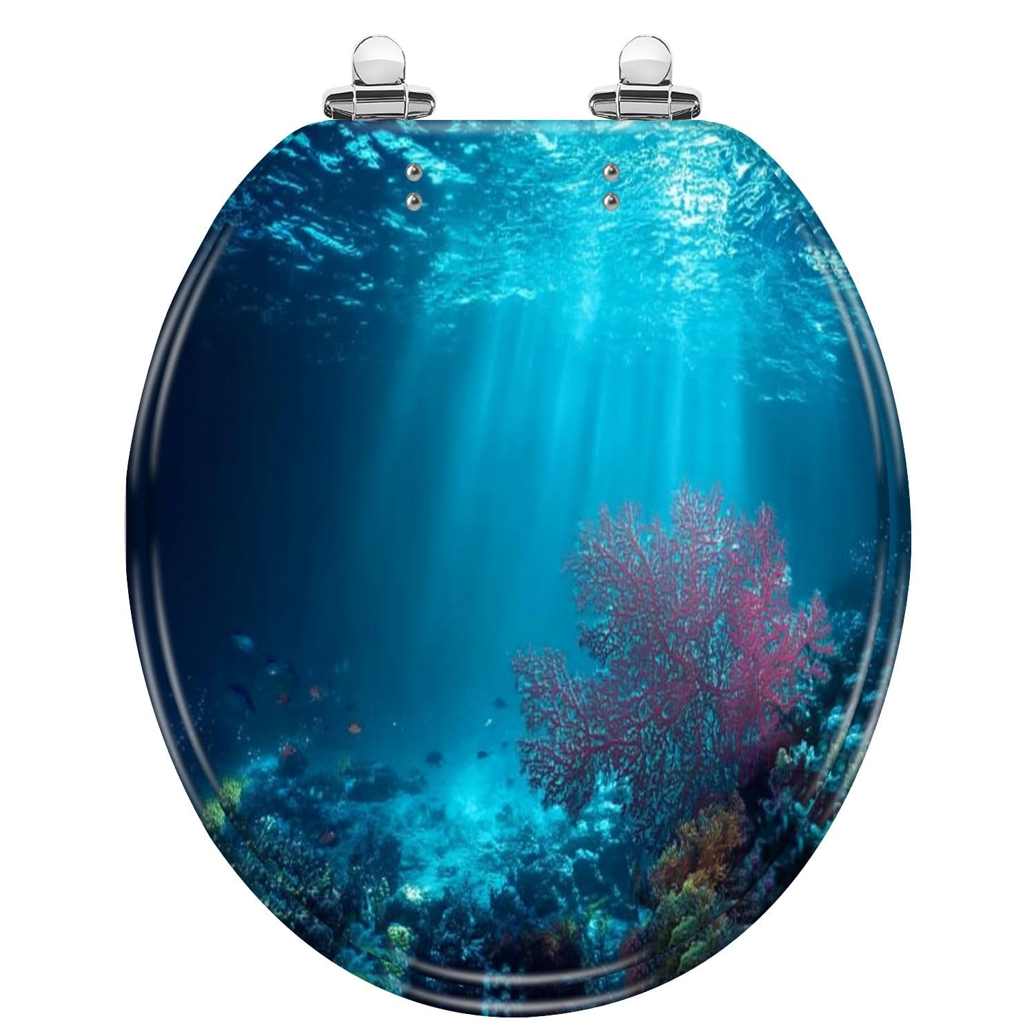 Asiento de inodoro redondo sin marca con diseño floral de vidrieras para