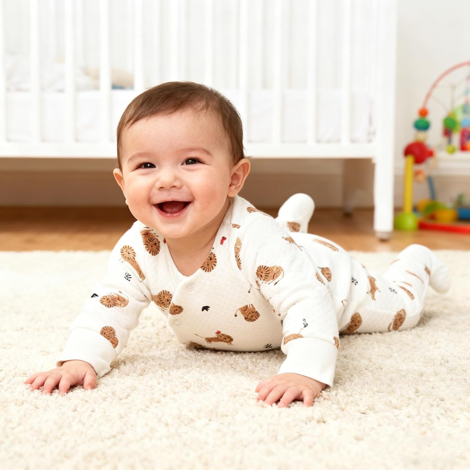 Baby Footie Jumpsuit Long Sleeves Romper Snap Wither Outfits Air Layer Clothing for 0-24 Months - Image 4