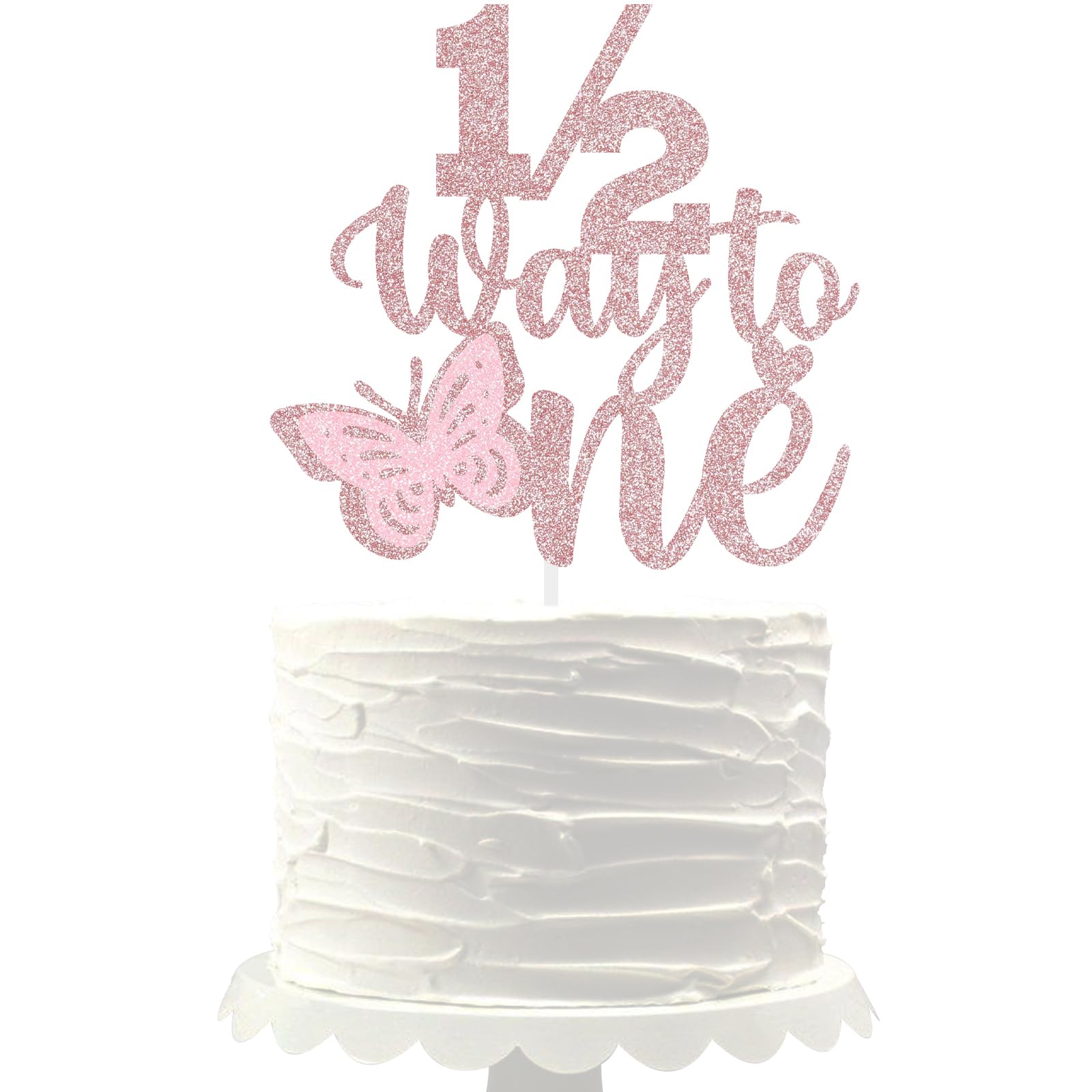 Butterfly 1/2 Way to One Cake Topper half birthday decoration baby boys girls 6 month birthday party supplies