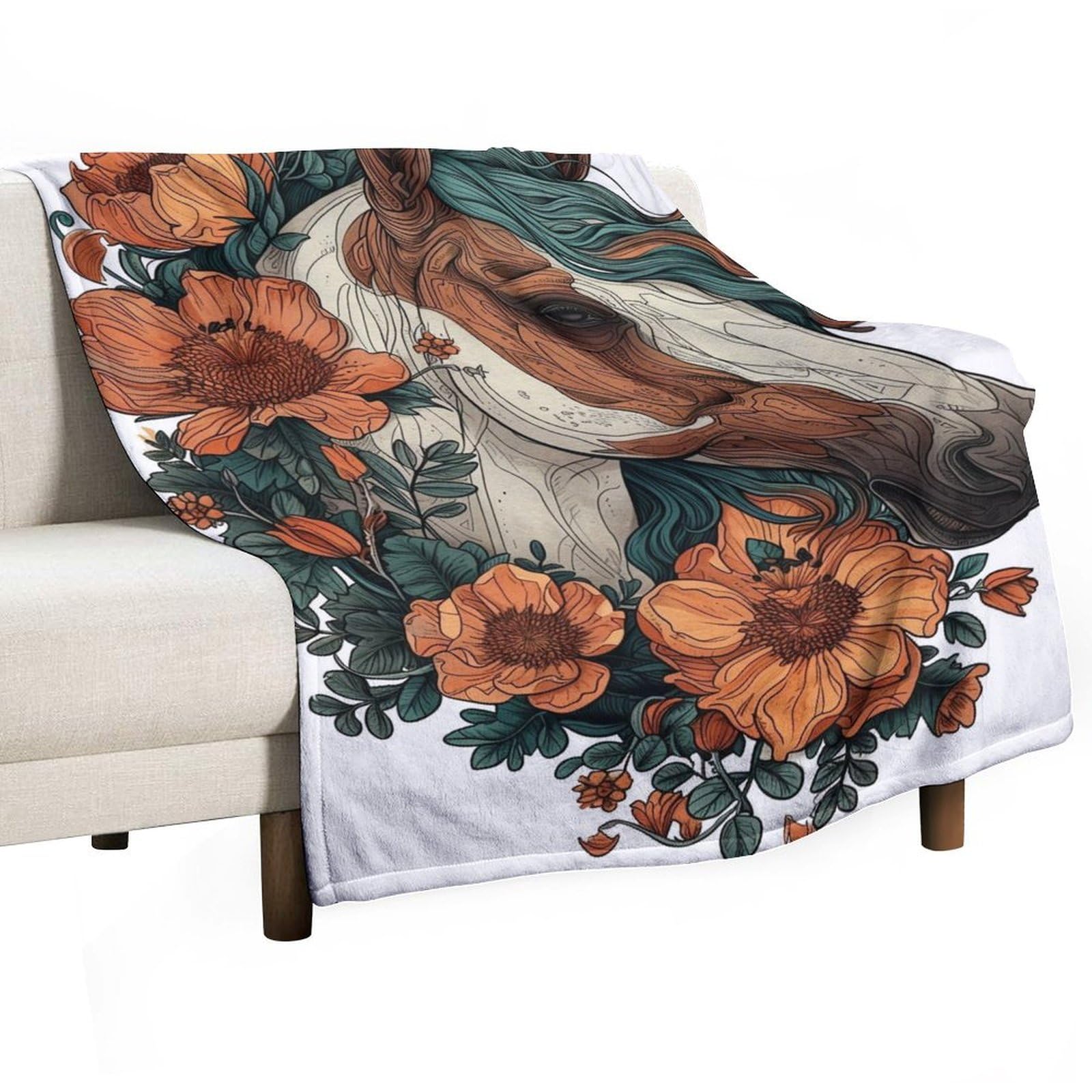 Couverture polaire flanelle cheval de qualité supérieure jeté de lit doux et chaud