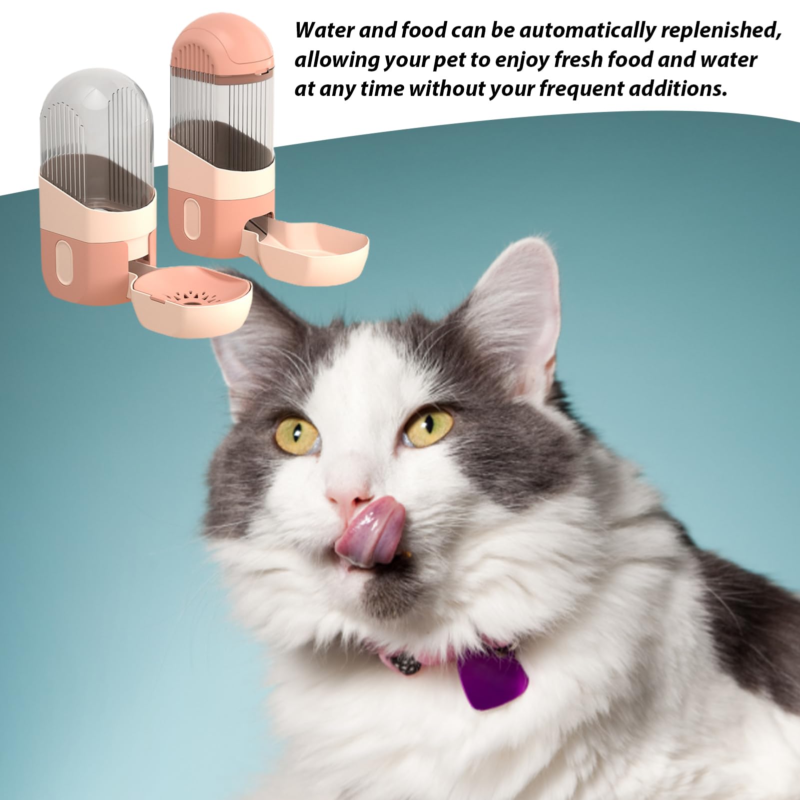 Comedero automático para gatos, bebedero automático 2 en 1, agua de gravedad para gatos, jaula extraíble, cuenco de comida para mascotas, cuenco de comida para perros y agua, sin derrames, para gatos,