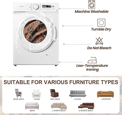 Miniatura 128 de HANDONTIME fundas de sofá beige para sofá, fundas boho de jacquard y corduroy para perros, funda de sofá de felpilla para perros, protector suave