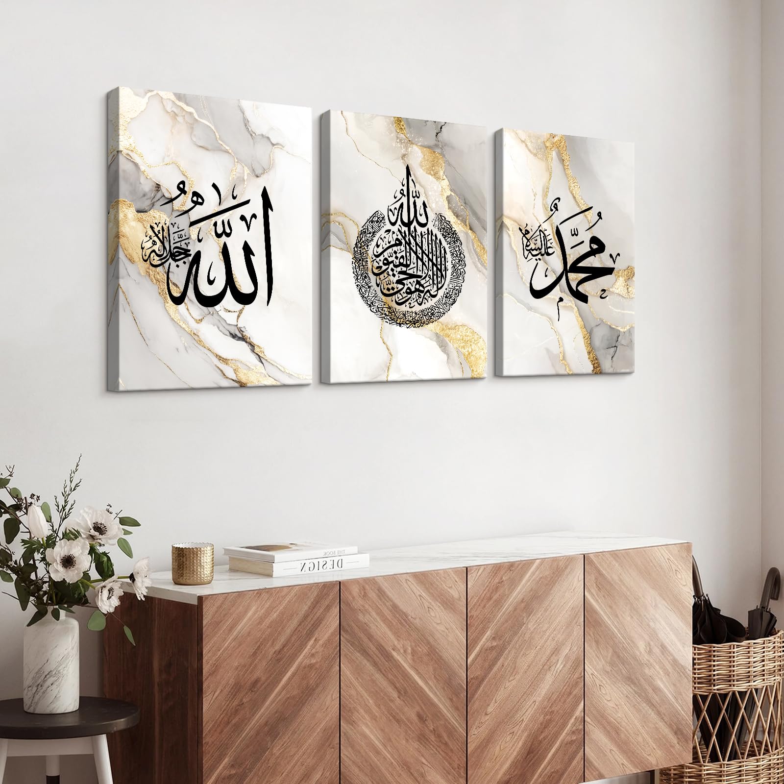 3 Pcs Wooden Framed Canvas Wall Art Set Bohemian Sage Green Canvas Prints Poster Geometric Line Beige Green Pictures for Living Room Bedroom Dinning Room Hallway Stairs Wall Decor 30x40cm x3pcs — view 205