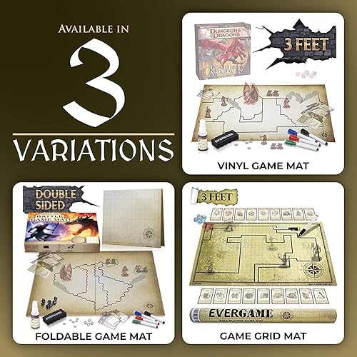 Miniatura 2 de Alfombrilla de juego de Calabozos y Dragones - 23 x 27 - Mapa de juego de mesa DND definitivo con juego de dados - Doble cara con cuadrícula