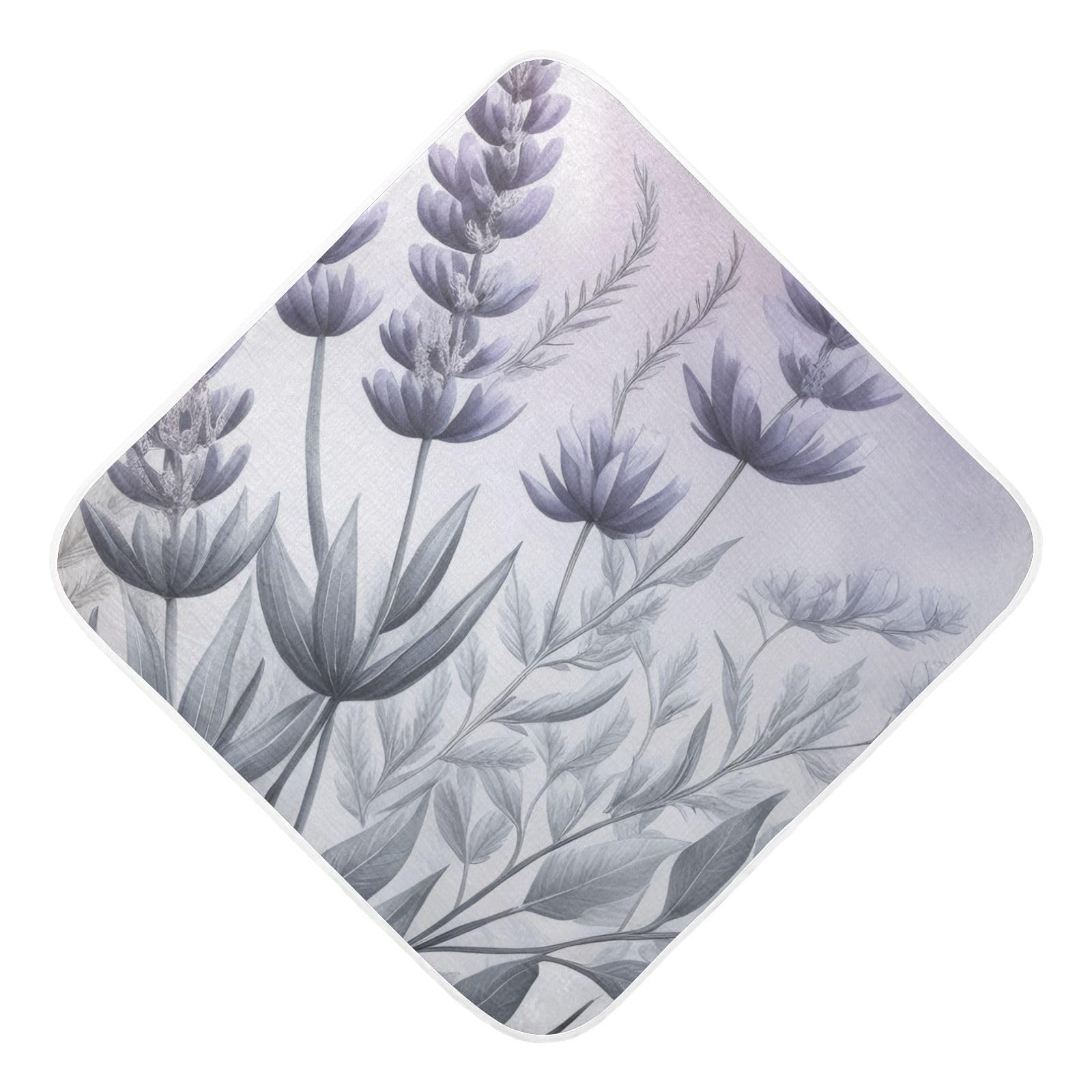 PaChyLuu Lavender with Leaves Baby Hooded Towel Soft Cotton Baby Towels Ultra Absorbent Bath Towel for Babies Boys Girls, 30x30 Inch